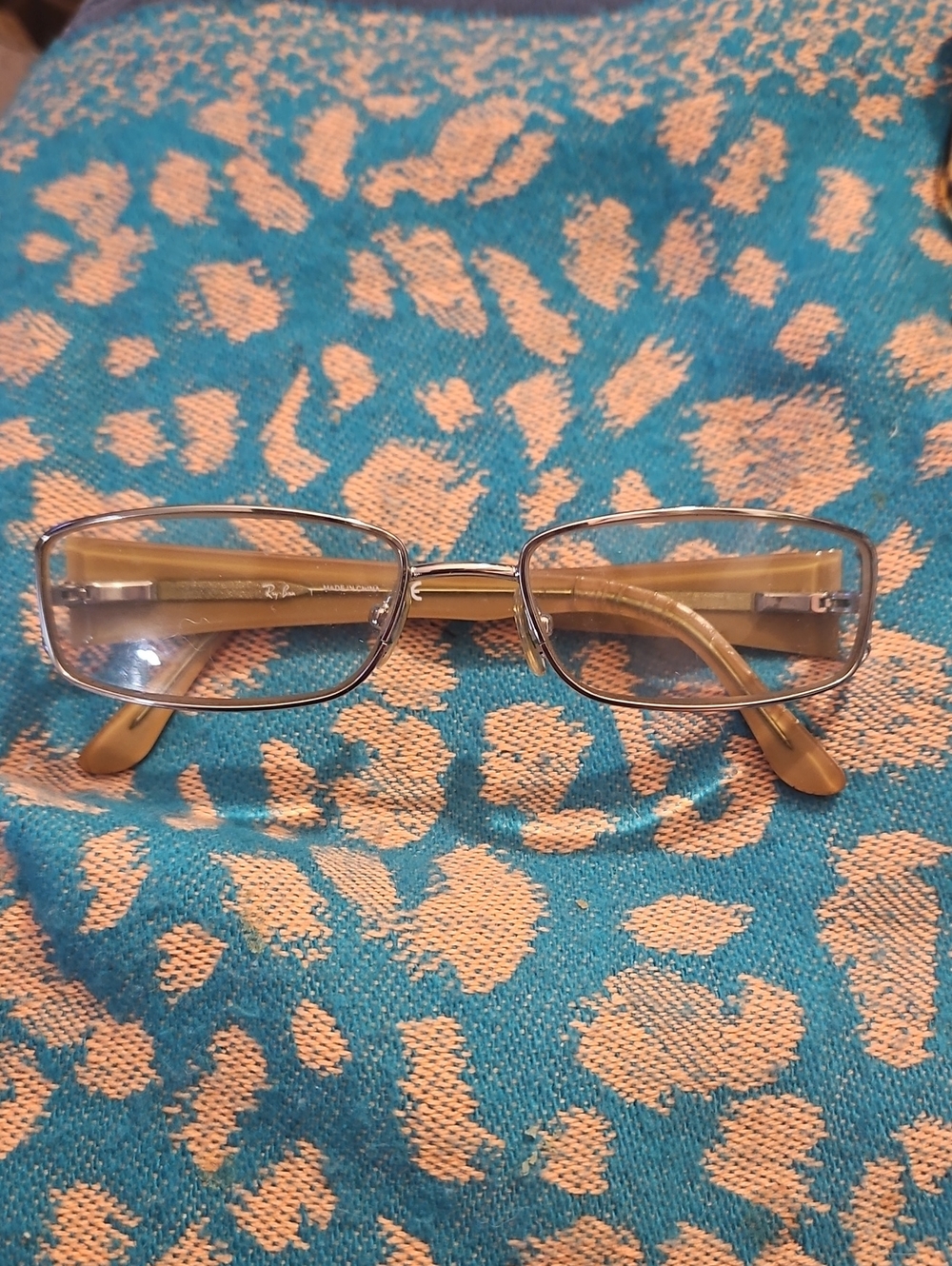 Ray-Ban Rectangular Metal Glasses in Silver and Brown